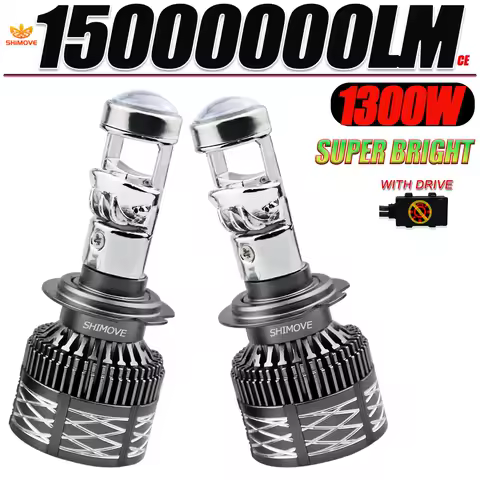 1300W 1500000LM H7 H4 Canbus Car Headlight Mini Lens H11 H8 H9 9005 9006 HB4 LED Projector Bulb 6000K Auto Motorcycle Mini Lens