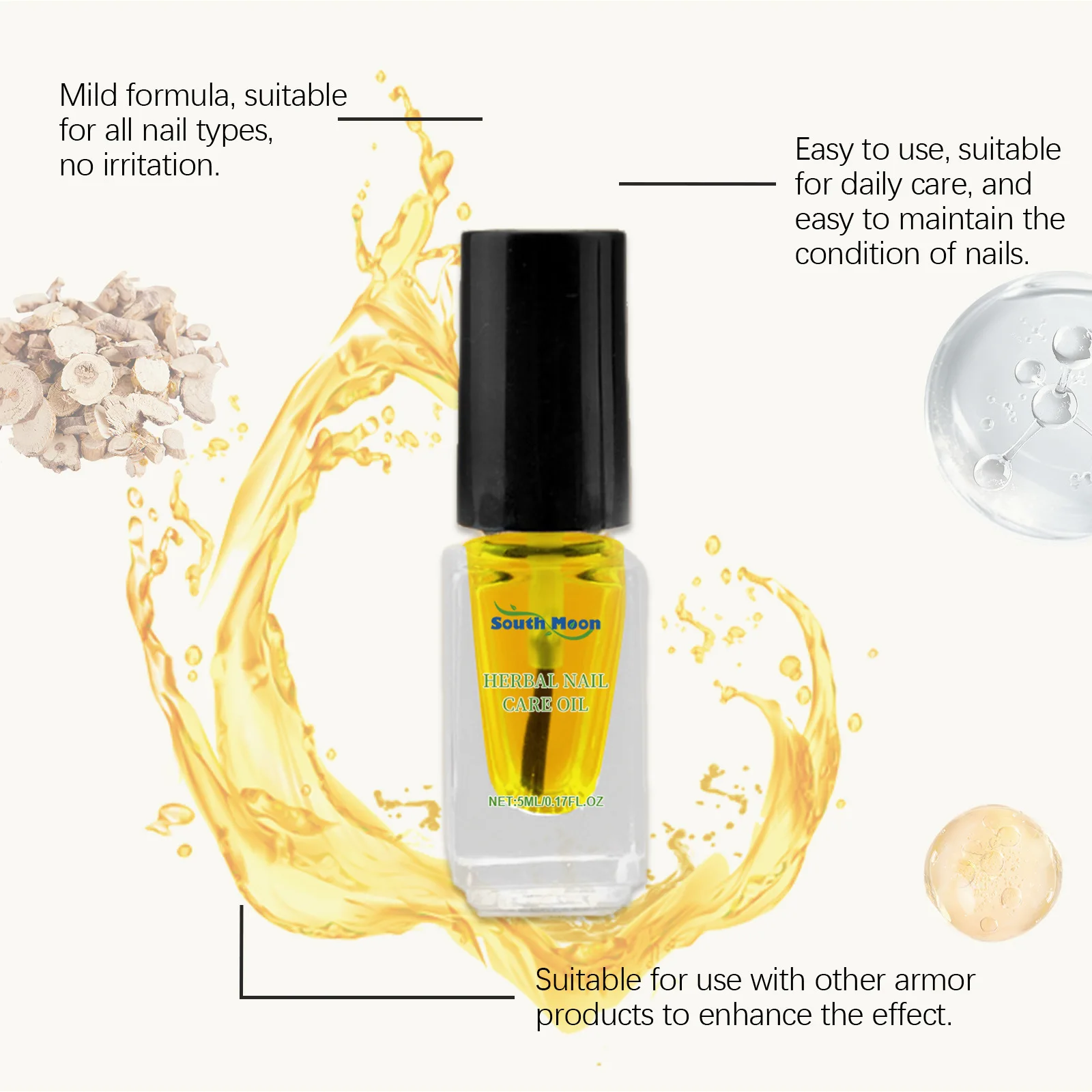 South Moon Herbal Nail Oil Soften Cuticle Strengthen Nails Repair Dry Damaged Nails Fast Absorb Deep Nourishing Nail Care Oils view 3