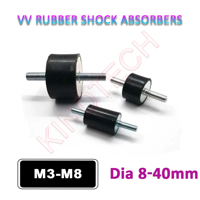 1/2/4/6/10Pcs Male-Male Thread M3 M4 M5 M6 M8 Shock Absorbers VV-Type Rubber Mount Anti Vibration Dia 8-40mm Silent Block