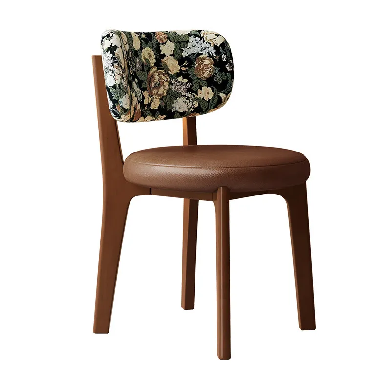 Thickened solid wood dining chair soft bag commercial light luxury simple retro living room office