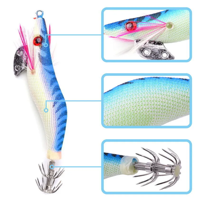 2.0# 2.5# 3.0# squid bait luminous squid jig eging Artificial bait Webfoot Octopus Cuttlefish sea fishing lure squid lure