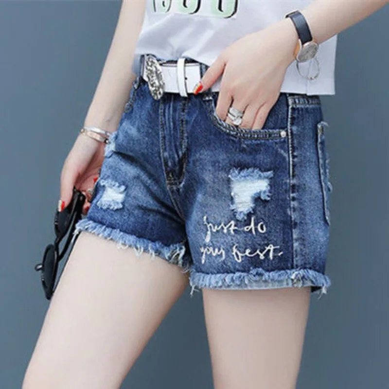 

Denim Shorts for Women Blue High Waist Ripped Streetwear Short Jean Pants Woman Clothing Sales Trend 2024 Luxury Elegant Stylish