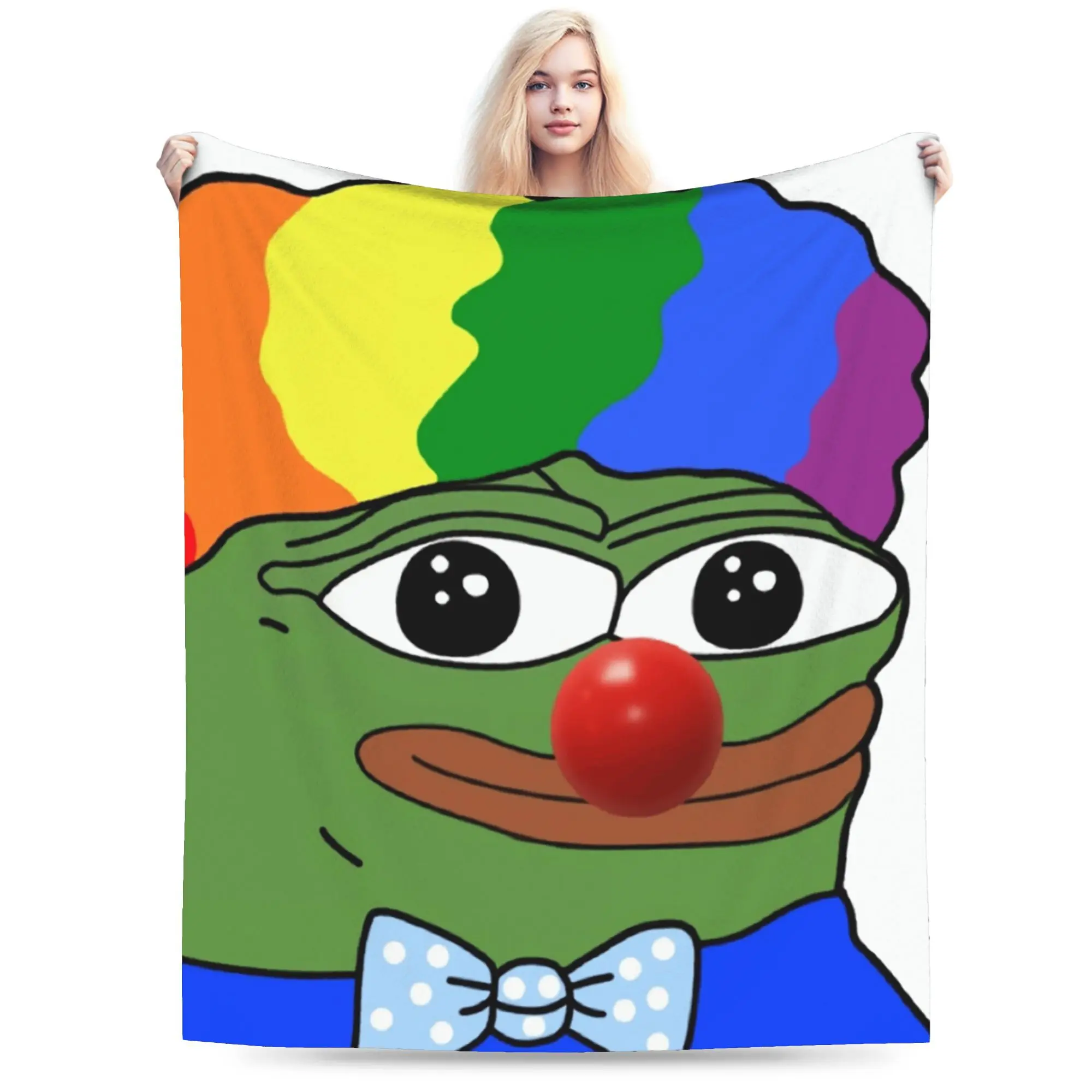 

Soft Warm BlanketKids Adult Decorative Fancy Pepes Frog Throw Blanket Flannel Bedspread For Living Room Print Sofa Bed Cover