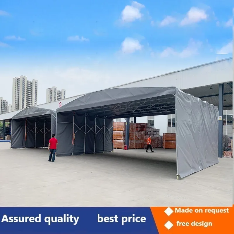 Large warehouse tent outdoor sunshade push-pull canopy activity telescopic parking canopy mobile large gear shed