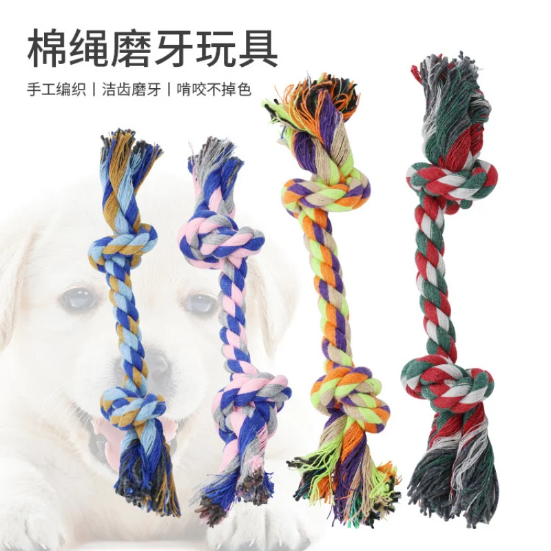 

Pet Dog Cotton Rope Toys Tooth Cleaning Molar Long Lasting Double-Section Toy