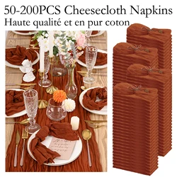 30-200Pcs Terracotta Cheesecloth Napkins Cotton Gauze Towel Wedding Napkin 20*20Inch Napkin Serving Napkin for Party Table Decor