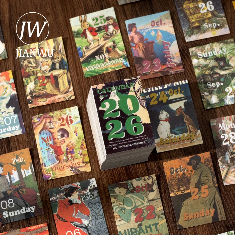 JIANWU سلسلة التقويم الصغير خمر 2026 365 يوم المشهد المواد الكولاج سجل القصاصات ملصق الإبداعية لتقوم بها بنفسك مجلة القرطاسية #1