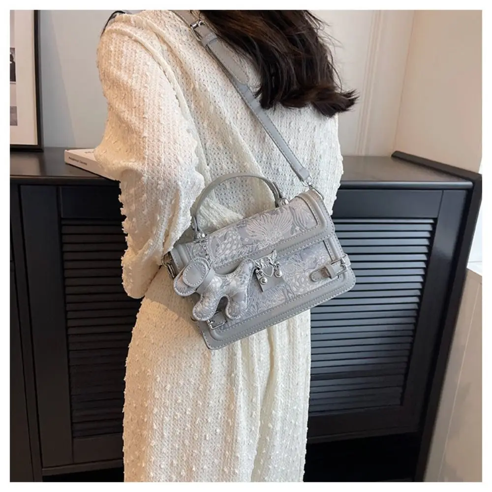 

Cute Embossed Shoulder Bag Exquisite Metal Buckle Underarm bag Square Messenger Bag