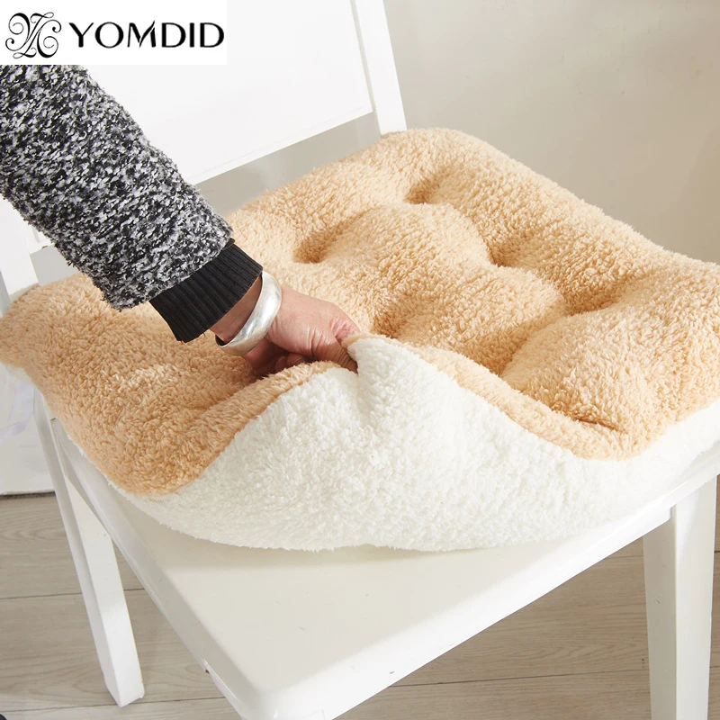 YOMDID Chair Soft Pad Thicker Lamb Plush Seat Cushion for Dining Patio Home Office Indoor Outdoor Garden Sofa Buttocks Cushion