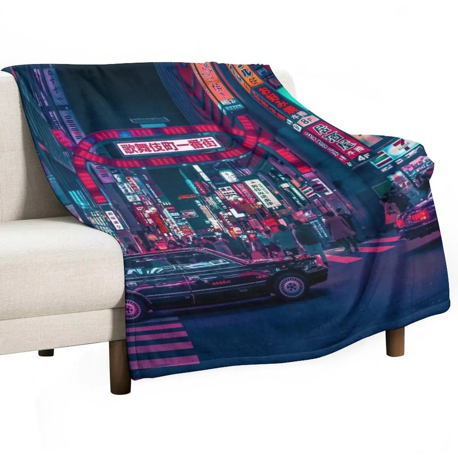 Cyberpunk Tokyo Street Throw Blanket Custom Flannel heavy to sleep Blankets For Sofas Blankets