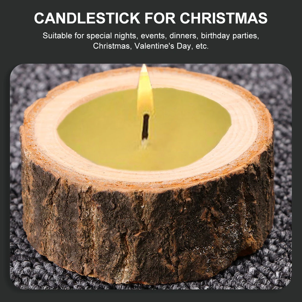 

10pcs Wooden Votive Tealight Holder Natural Rustic Pillar Stand Wedding Party Decor Home Holiday Table Centerpiece Wood