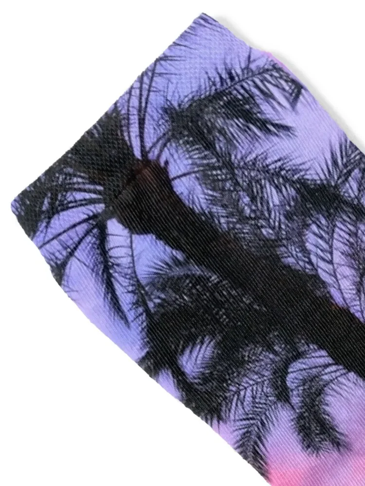 Purple & Pink Cotton Candy Palm Tree Sunset Socks colored funny gifts Boy Socks Women's