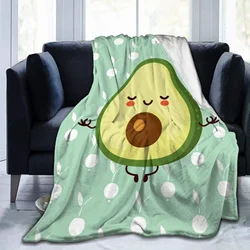 Cute Yoga Avocado Fleece Blanket,Flannel Throw Blanket Ultra Soft Micro Fleece Blanket Bed Couch Living Room 120