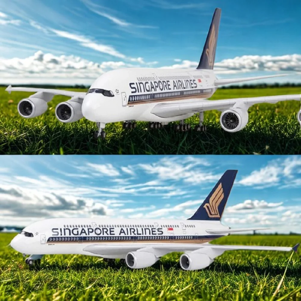 

47 см Singapore Airlines a380 neo Singapore самолет A380 литая под давлением смола модель Airbus с подсветкой и колесами для украшения дома