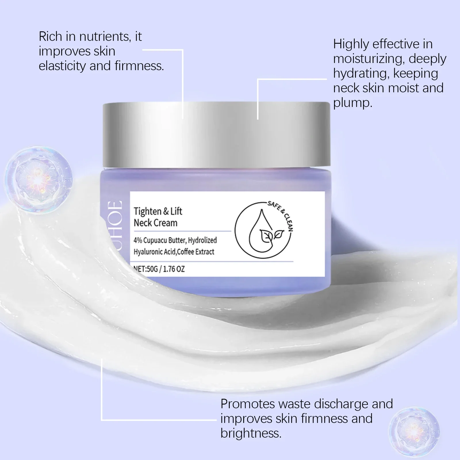 

Anti-Aging Firming Neck Cream Hyaluronic Acid Wrinkle Smoothing Fine Lines Crepey Skin Improve Tightening Moisturizing Lotion Care