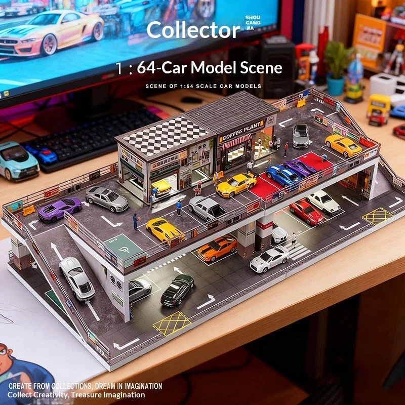 

Коллекционная модель парковки в масштабе 1:64 с диорамой автомойки, подставка для демонстрации и хранения литых под давлением моделей автомобилей для коллекционеров миниатюрных моделей Tomica