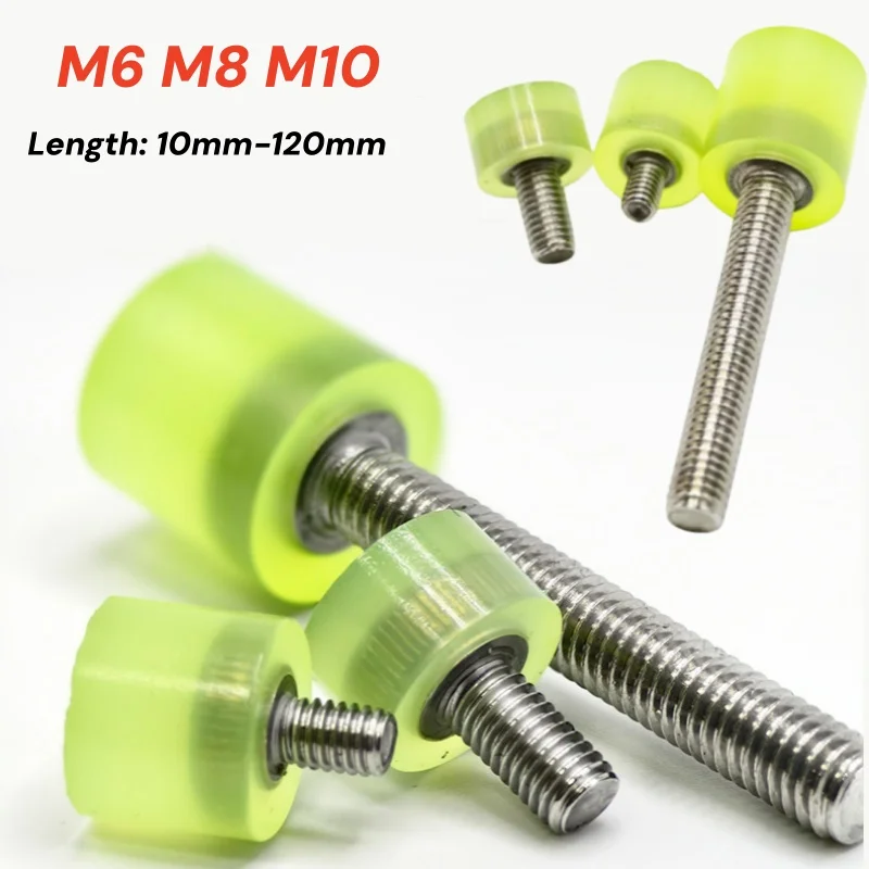 304 Stainless Steel Green Polyurethane Coated Screw Buffer Anti-collision Cylindrical Head Rubber Head Stop Bolt M6 M8 M10