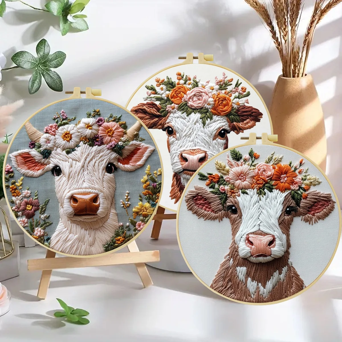3-teiliges DIY-Stickmaterial-Set für Anfänger, inklusive Nadeln, Fäden, Stick-Starter-Kit, Kreuzstich-Kunst als Geschenk. – Detail 3