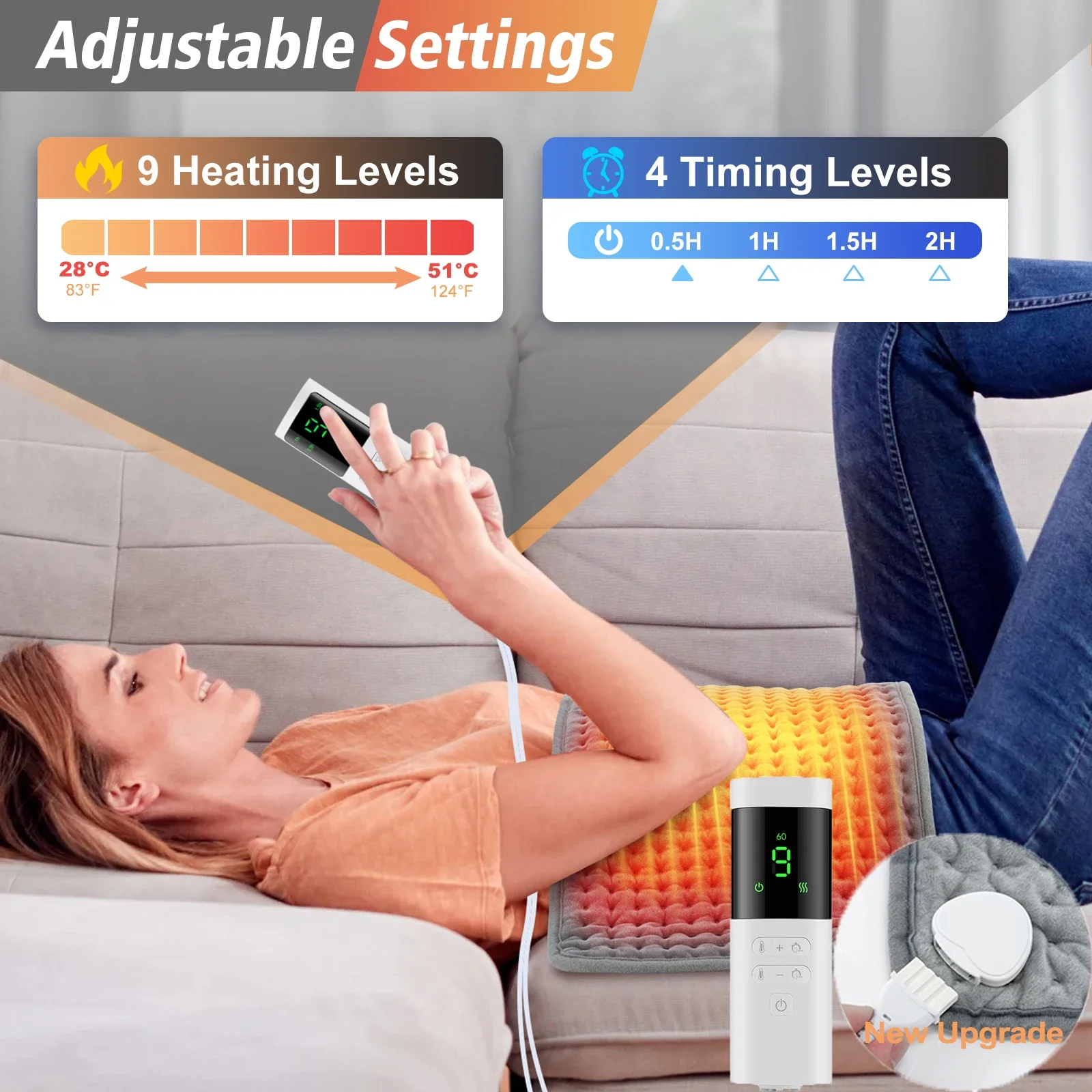 Electric Heating Blanket 9-gear Adjustable Temperature Mat Pad for Shoulder Neck Back Spine Leg Winter Warm Sofa Bed Home Use