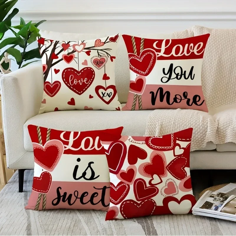 Valentine's Day decoration pillowcase romantic sweet home decoration love printing suitable for room sofa cushion cover gift