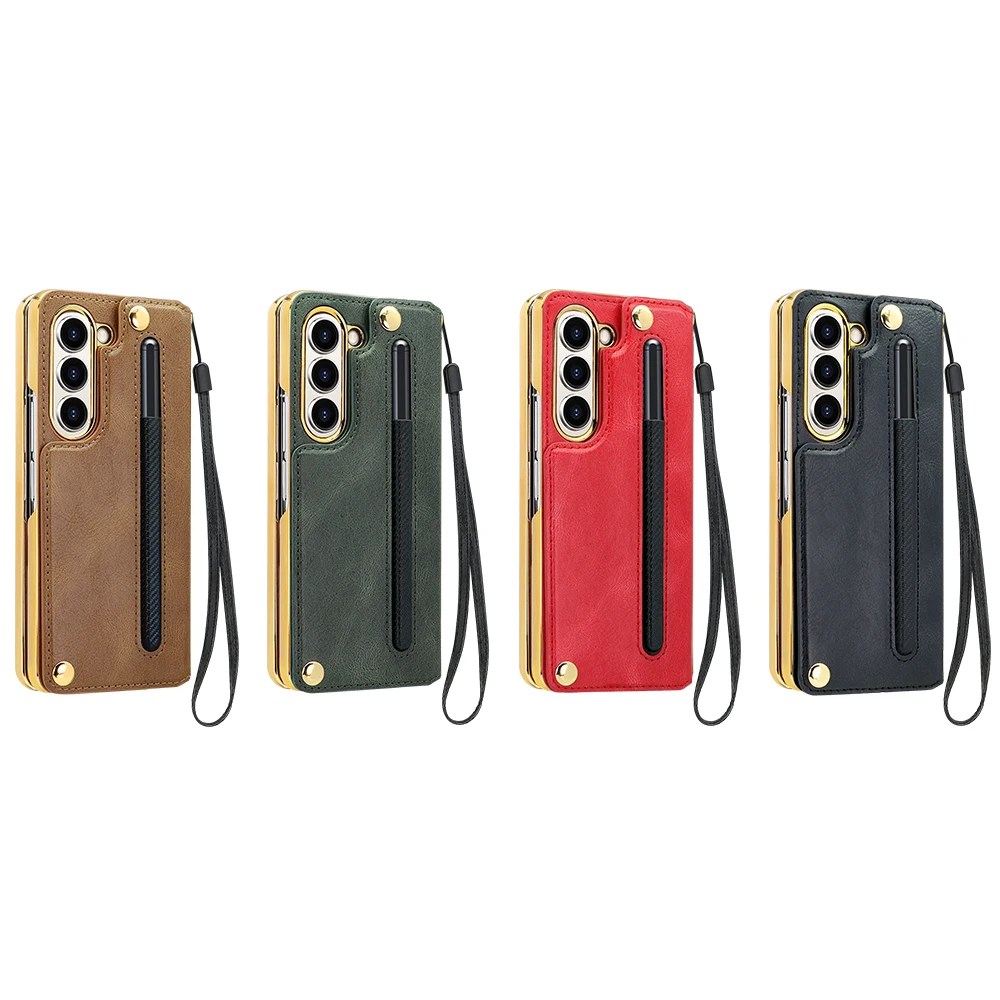 Vietao leather card wallet phone case for samsung galaxy z fold 7 with screen protector&a pen&hand strap, z fold 7 6 5 4 case