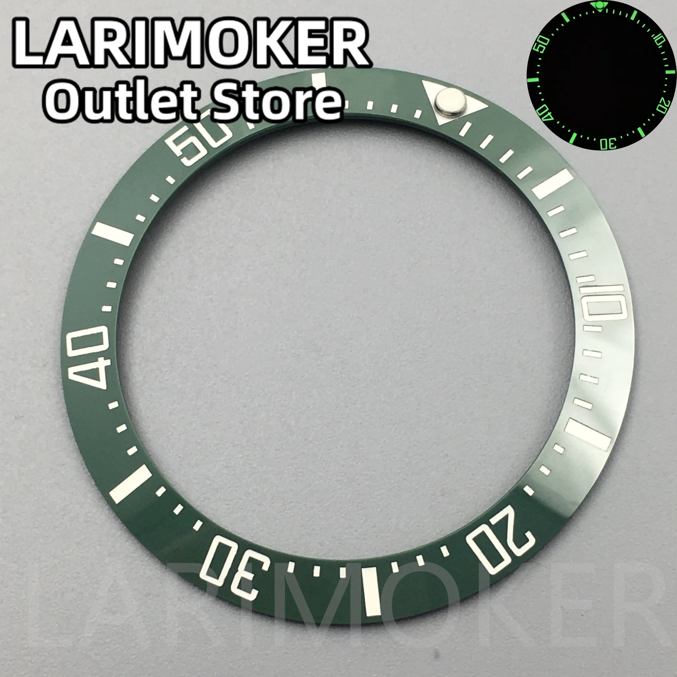 Larimoker-セラミック時計ベゼル,時計部品,アクセサリー,緑,黒,青,直径40mm x 32mm