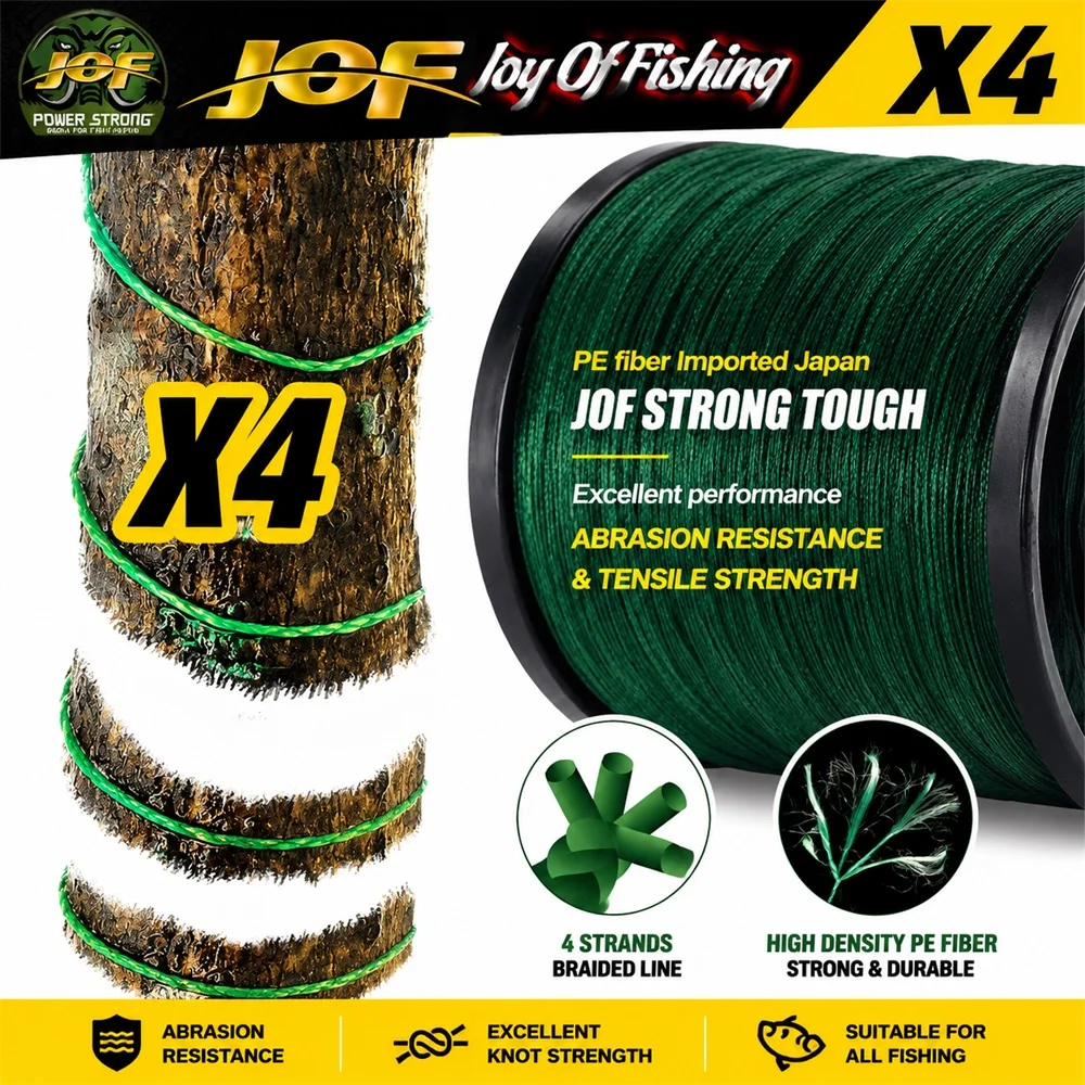 JOF 4X Geflochtene PE-Angelschnur 100M 300M Multifilament Hochfest Abriebbeständig Glatter Wurf Salzwasser Süßwasser – Detail 7