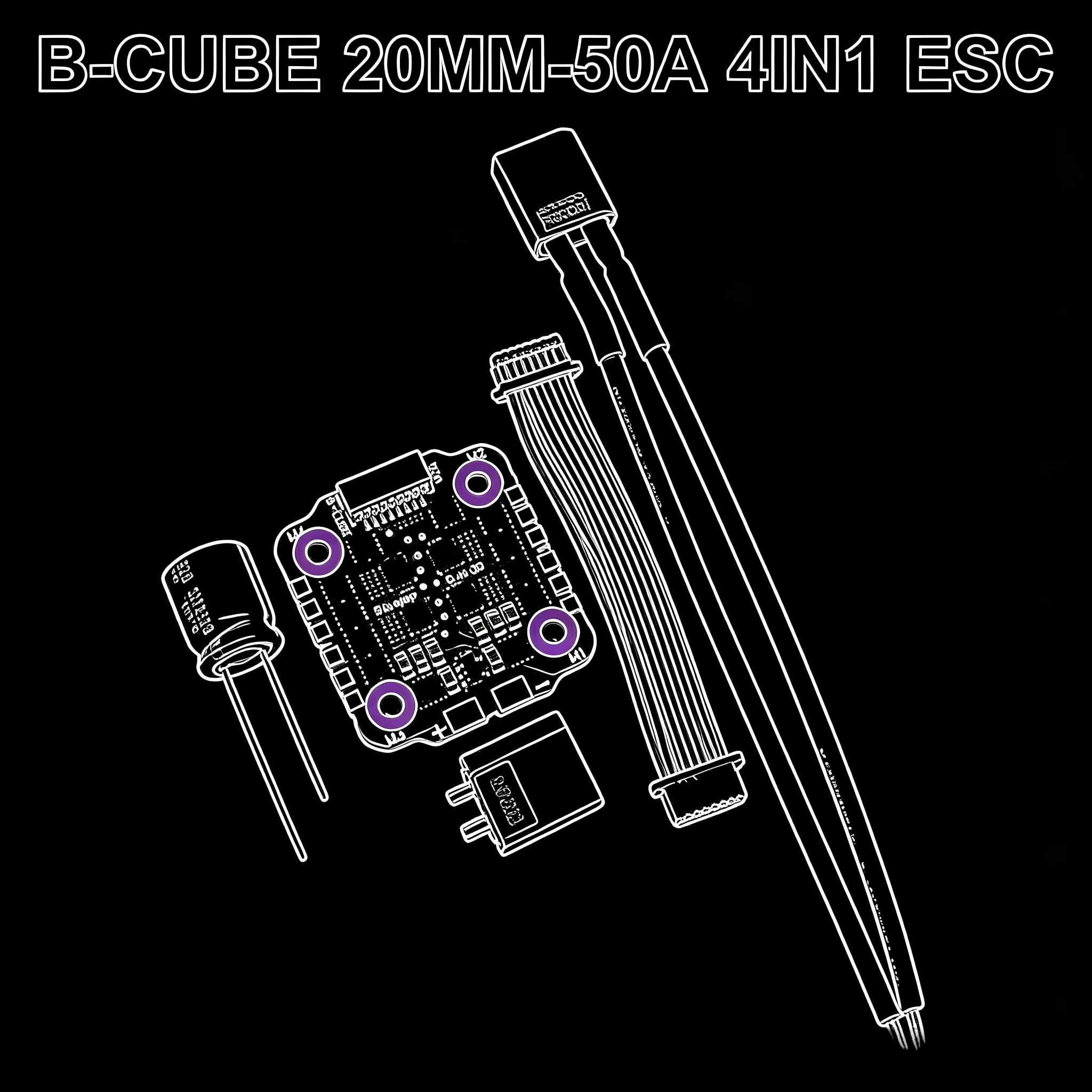 

B-CUBE 4IN1 50A 20MM ESC BlueJay Support 3-6S Brushless Motor DShot300 600 Multishot Oneshot PWM FPV F4 Flight Control