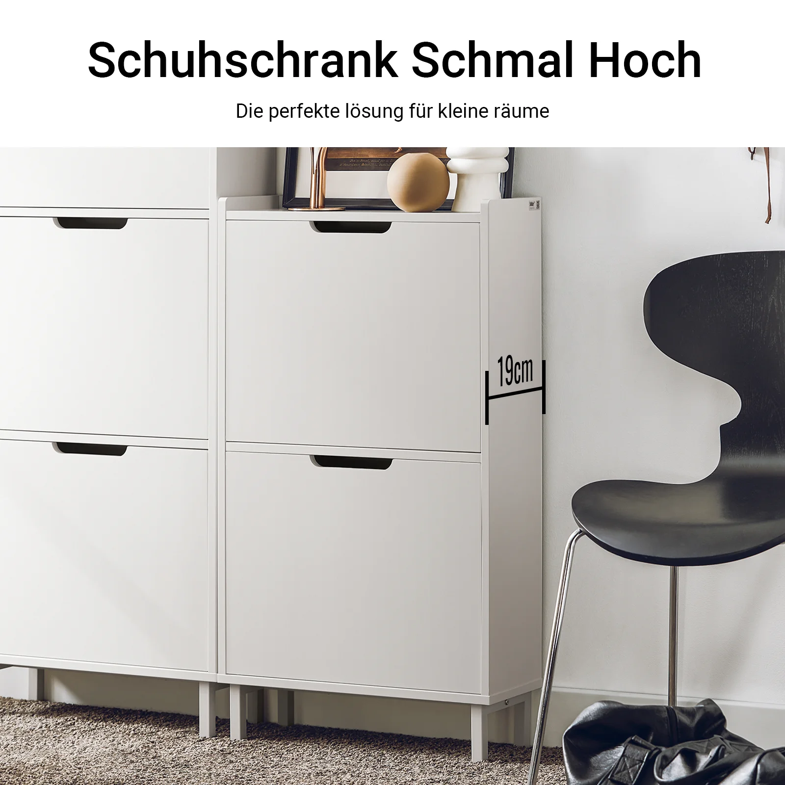 SoBuy FSR151 Schuhkipper mit 2 Klappen Schuhschrank schmal Schuhregal mit 4 Ablageflächen Schuhkommode Schuhablage – Detail 6