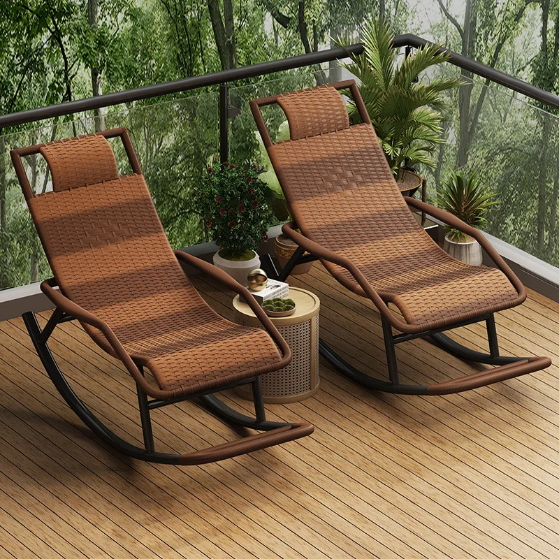 Rocking Reclining Chair Adult Rattan Lunch Break Balcony Home Leisure Sleeping Living Room Summer Escape