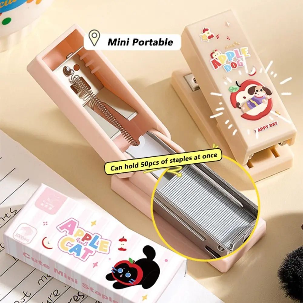 ダックスフント/黒猫ホッチキスミニポータブル使用 24/6 ステープル手動ホッチキスポータブル省力手動バインディングツール