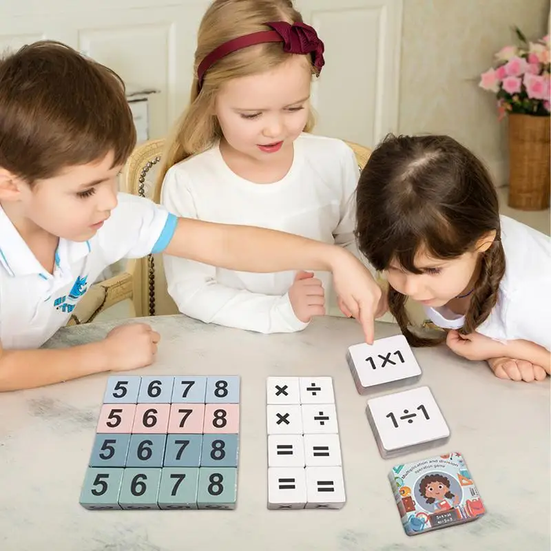 Juguete de tablero de matemáticas de madera, juegos de mesa de multiplicación, juego de mesa, juego de viaje familiar, juguetes educativos para niños y niñas