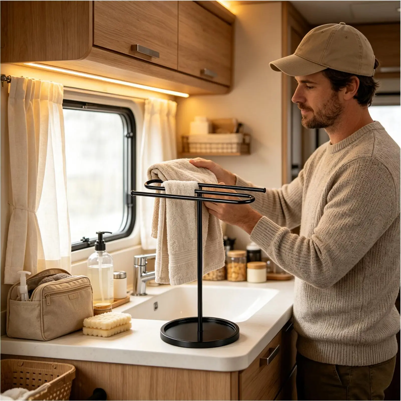 Countertop Towel Holder S-Shape Dishcloth Holder Hanger Non-Slip Hand Towel Stand For Kitchen Home Apartment Dormitory Bedroom