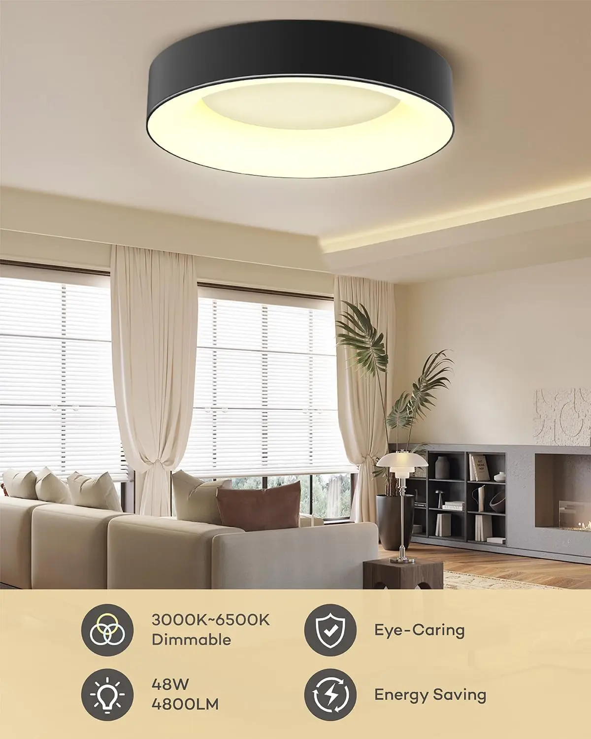 Luz de techo Led de montaje empotrado con Control remoto, accesorio de luz de techo regulable de 48W 3000K-6500K, luces de techo Led modernas