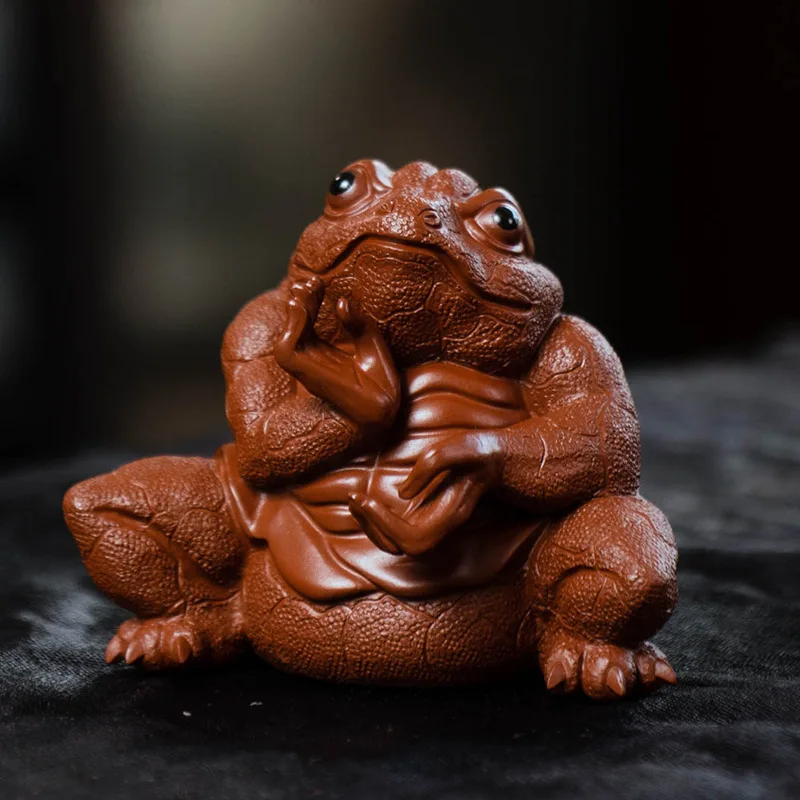 

Yixing Zisha Tea Pet Toad Ornament Dahongpao Wealth-attracting Three-legged Golden Toad Sculpture Accessories Tea Set Gift