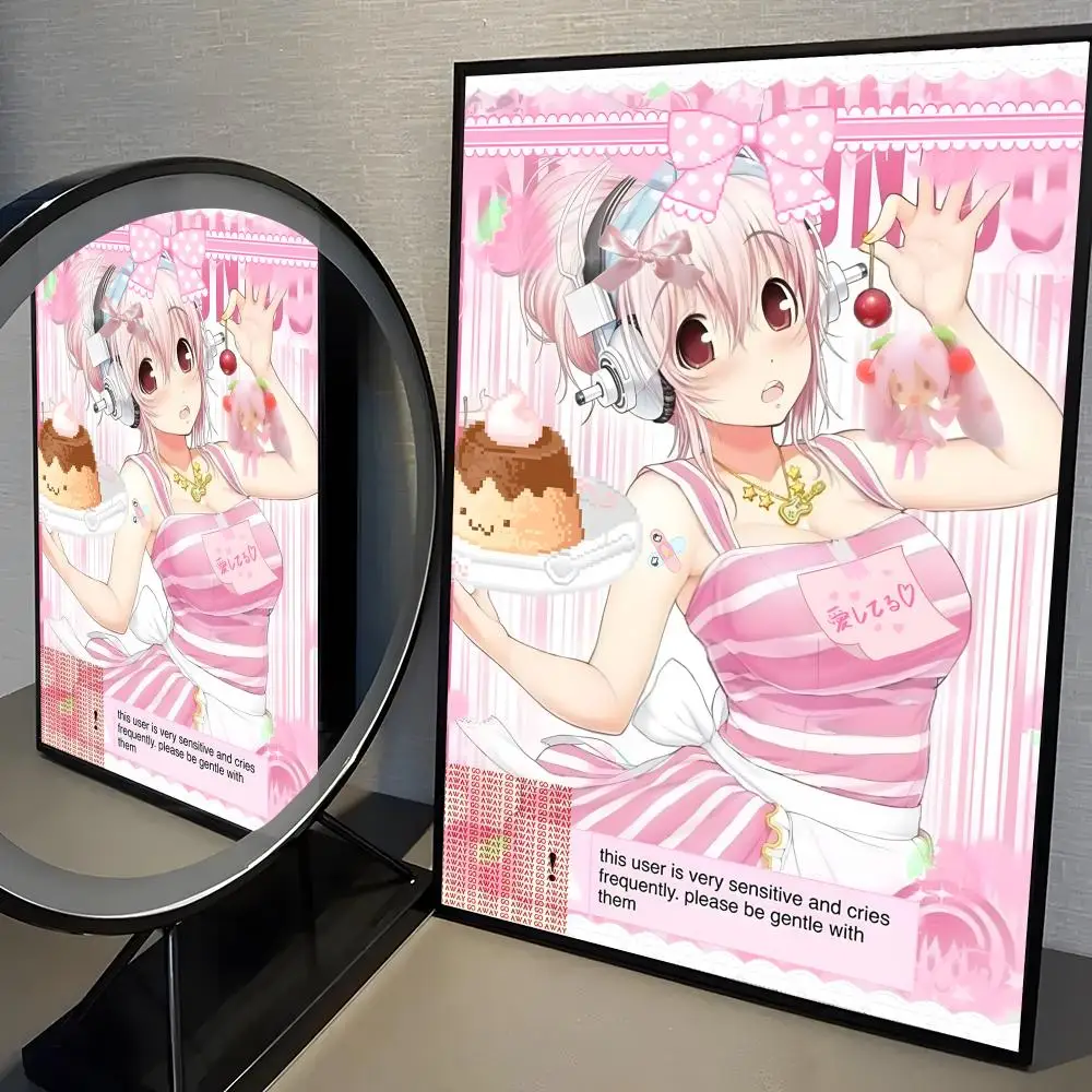 Charakter-Super-Sonico-Poster, selbstklebender Kunst-Aufkleber aus wasserfestem Papier, für Café, Bar, Zimmer, Wanddekoration – Detail 8