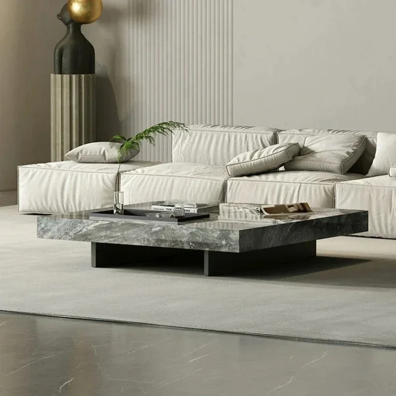 

Pure natural marble coffee table Modern simple high-end square coffee table