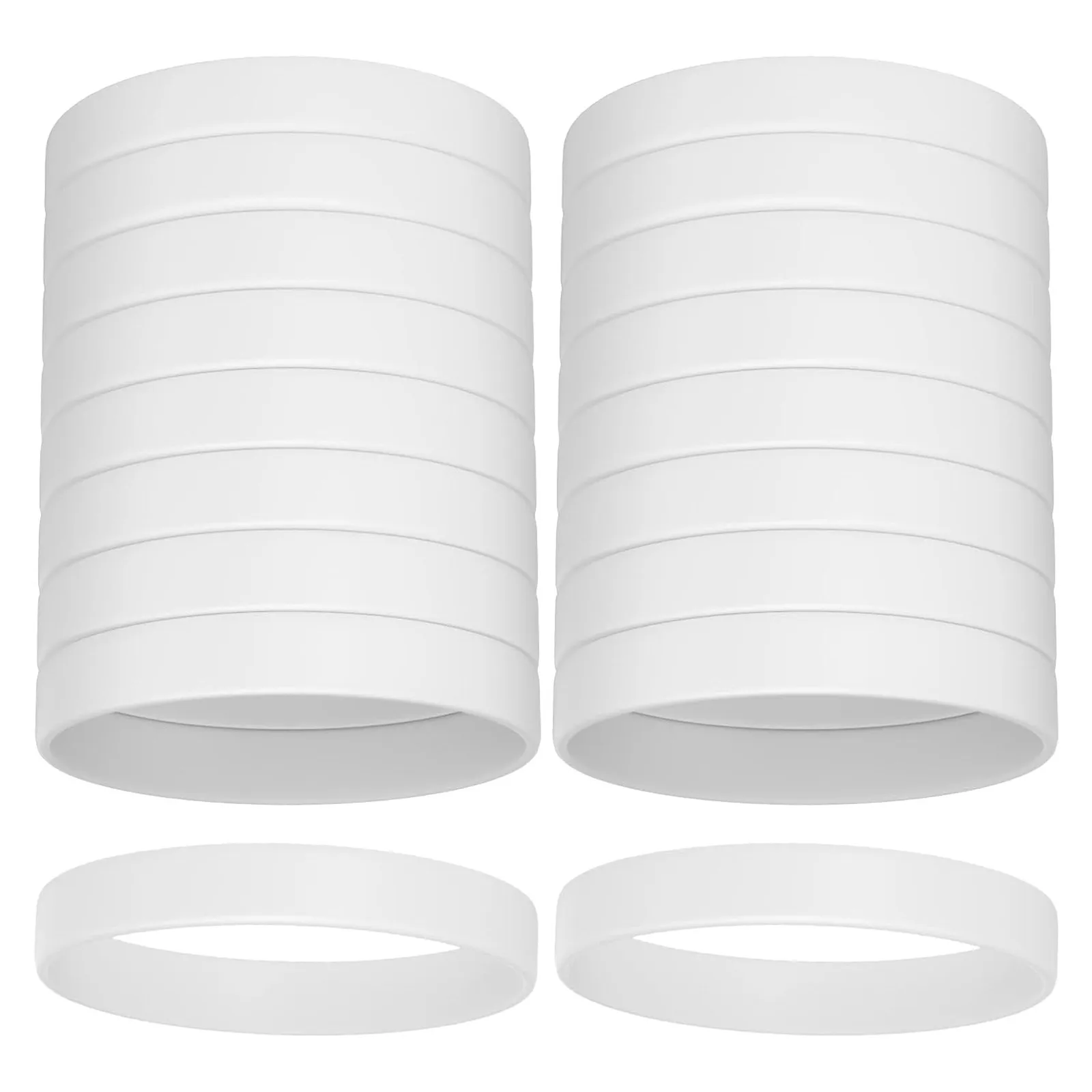 50Pcs Silicone Wristbands White Blank Thin Bands for Sports Events Party Favors Identification Music Festival Bracelets