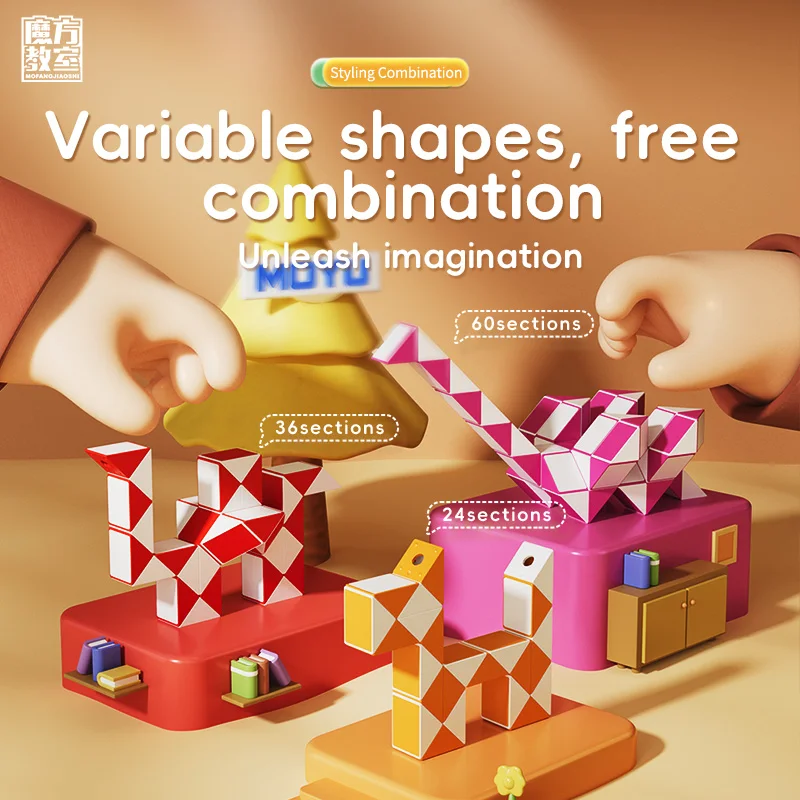 MOYU Colourful Magico Ruler Fidget Toy Makaron 24-72 segments Puzzle Educational Kids Toys for Children Transformable Games