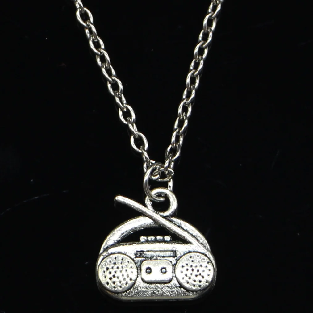 20pcs New Fashion Necklace 14x15mm Radio Retro Boombox Pendants Short Long Women Men Colar Gift Jewelry Choker