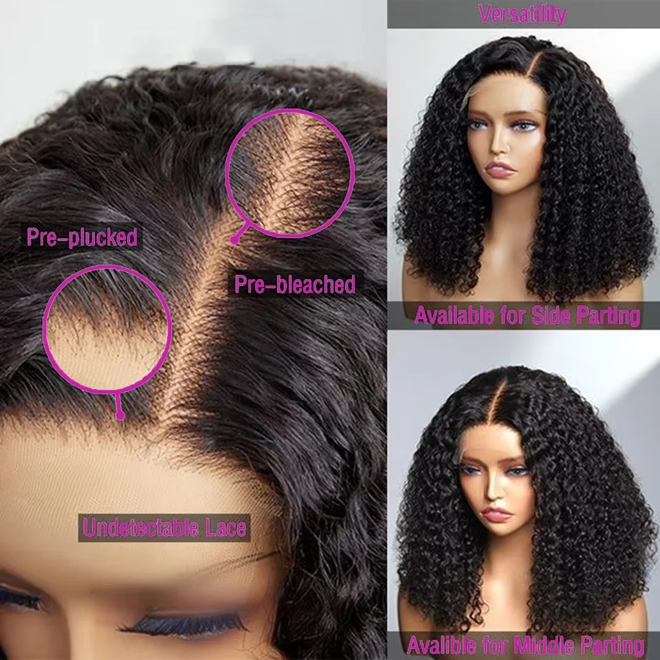 Kinky Curly Wigs 13x6 HD Lace Frontal Wig Glueless Human Hair 4C Afro Curly Lace Front Human Hair Wigs 4x4 HD Lace Closure Wigs