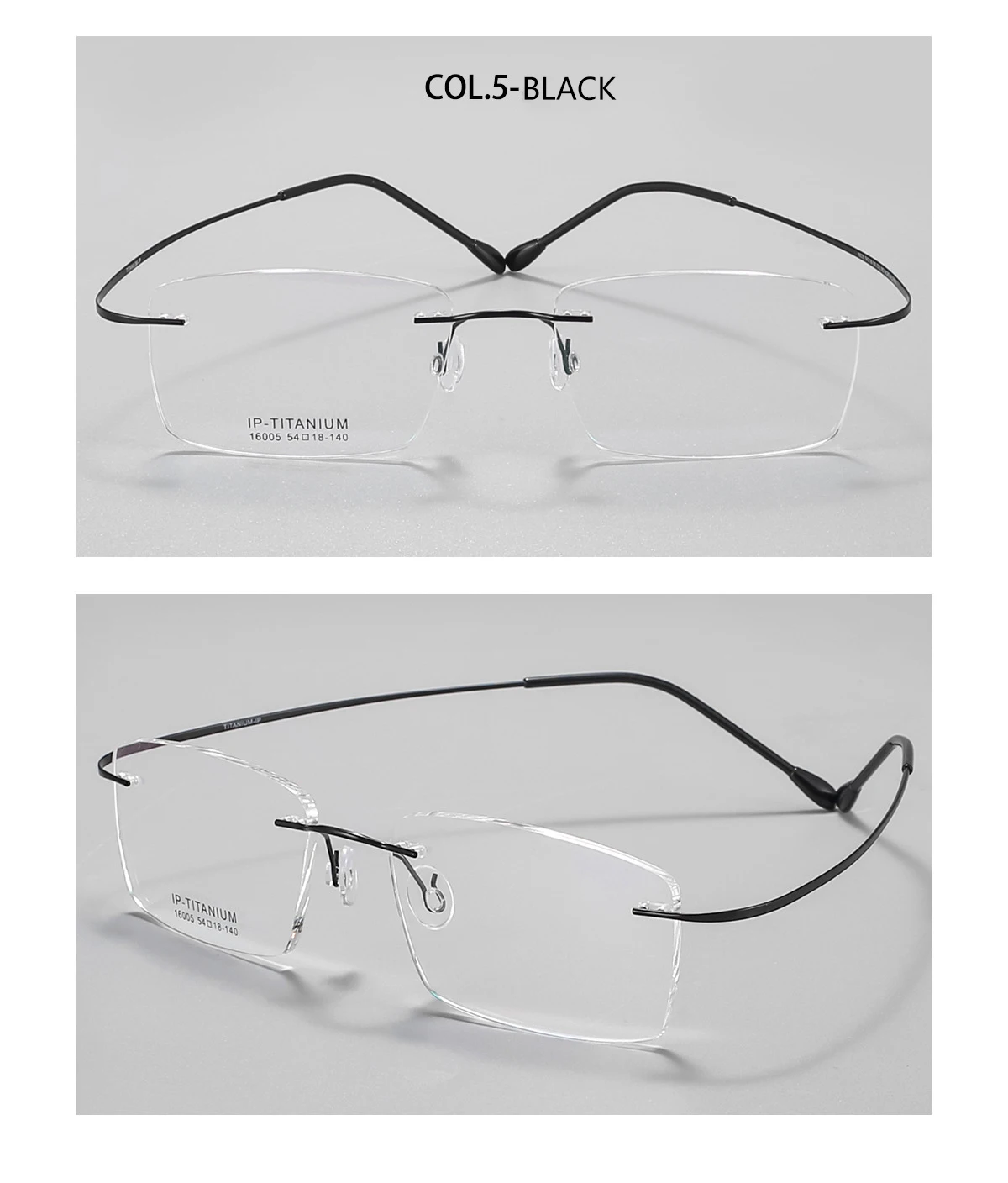 Quadratische randlose Business-Brille ultraleichte Brillen aus reinem Titan Mode Retro optische Rezept rahmen Mann Frau 1006 – Detail 12