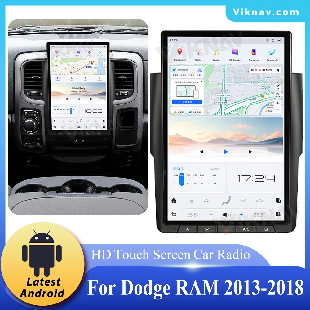 

Viknav 14,4-дюймовый сенсорный экран Android автомобильный радиоприемник для Dodge RAM 2013-2018 беспроводной Carplay GPS навигация мультимедийный плеер