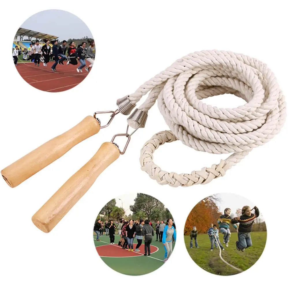 3/5/7/10m Thick Rope Electroplated Spring Group Skipping Rope Wooden Handles School Collective Long Jump Rope Sports Equipment