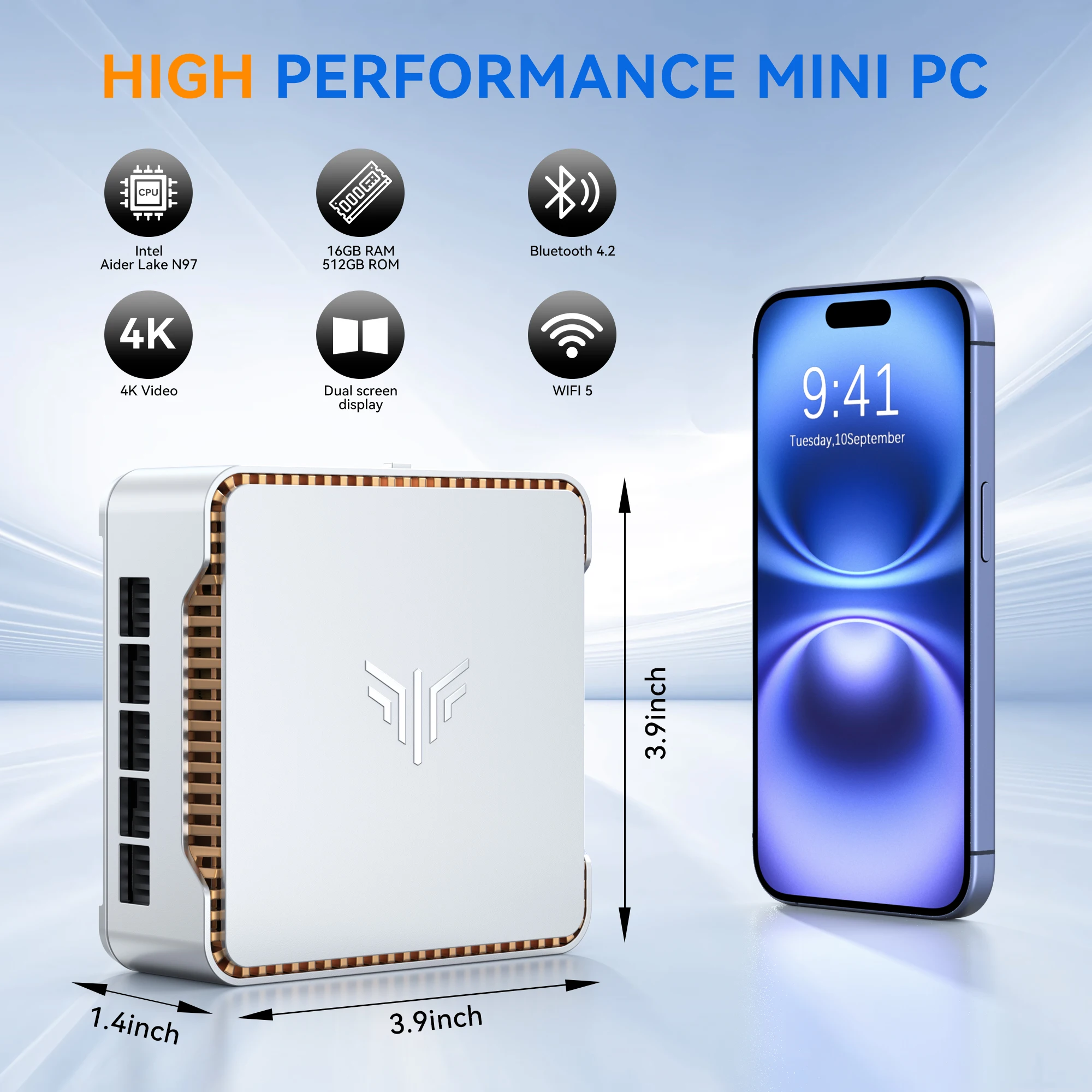 ACEMAGIC Mini PC E2 Mini Computer Alder Lake-N97 16GB DDR4 512GB M.2 SSD Windows 11 Pro Micro Desktop Computer Mini Desktop PC