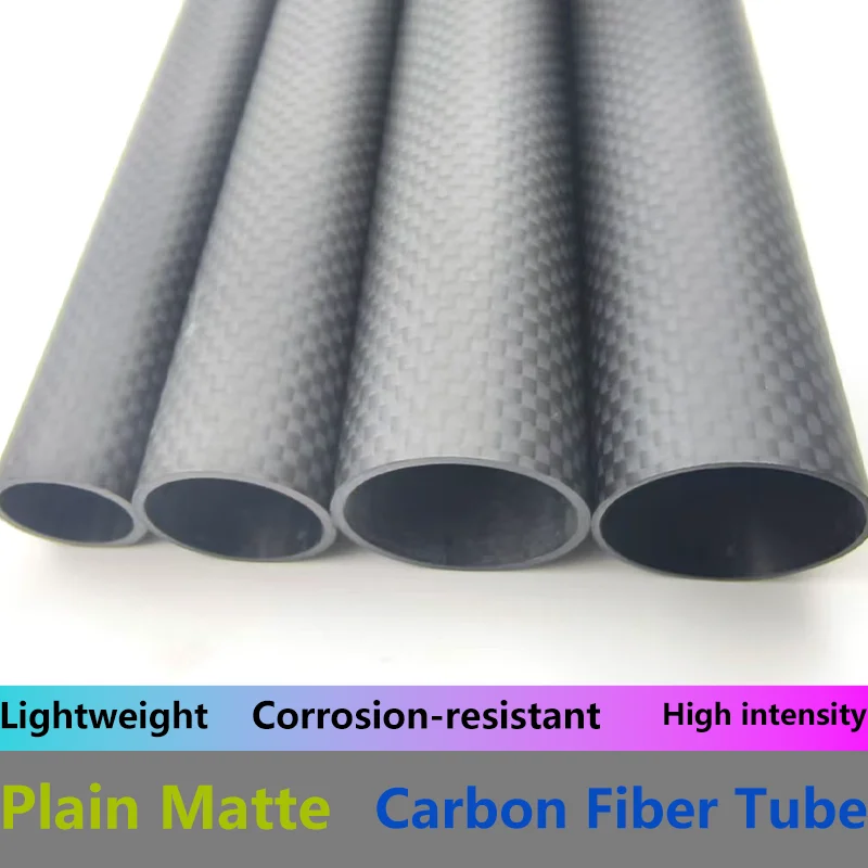 3K Carbon Fiber Tube 2PCS Length 1000MM Plain Matte Wall Thickness 1mm High strength full carbon fiber tube DIY model and Kites