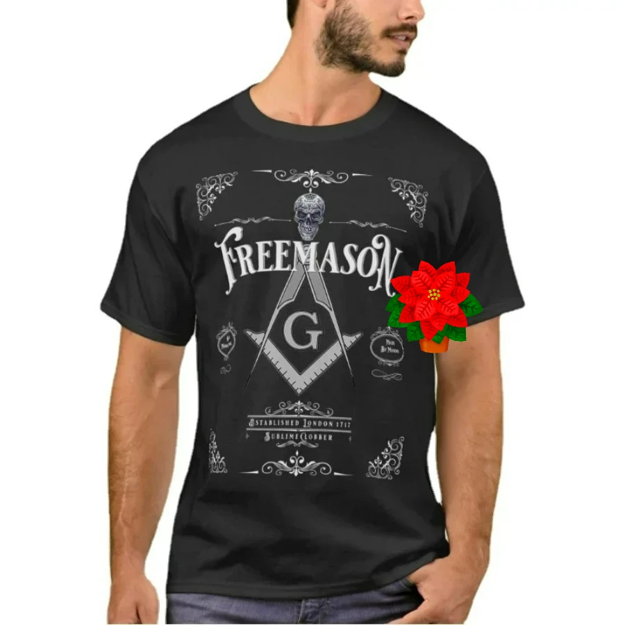 Freemason Square and Compasses Symbol Masonic T-Shirt 100% Cotton O-Neck Summer Short Sleeve Casual Mens T-shirt Size S-3XL
