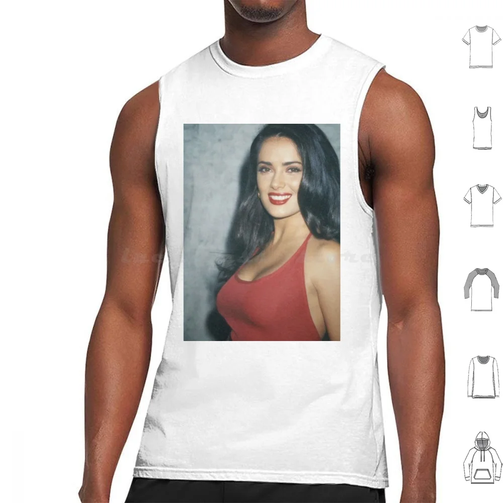 Salma Hayek Young Tank Tops Print Cotton Salma Hayek Actress Movies Cinema Tv Shows Celebrity Hot Hollywood Film Sexy Young