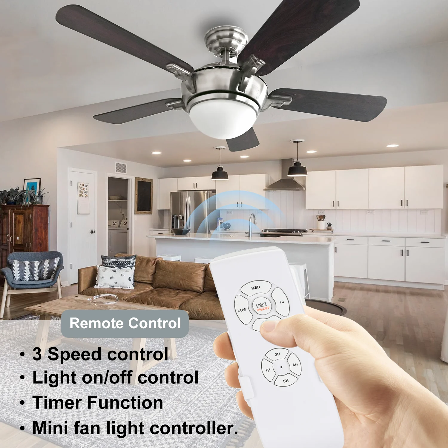 QIACHIP MiNi Ventilatore Da Soffitto Lampada Kit di Controllo Remoto AC 110-220V Interruttori di Controllo Temporizzazione Ricevitore Trasmettitore di Velocità del Vento Regolato