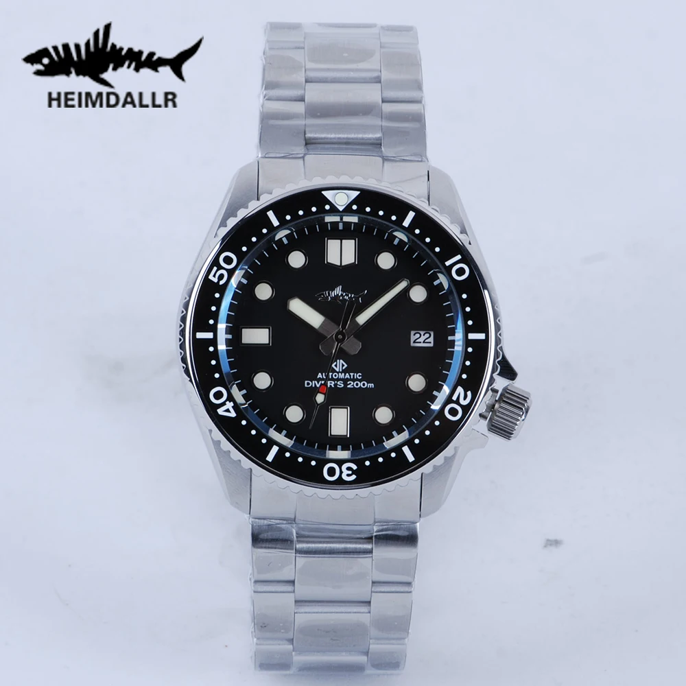 HEIMDALLR Shark SKX007 Men's Mechanical Watch NH35A Automatic C3 Luminous Dial Sapphire Diver Watch 200M Waterproof Wristwatch